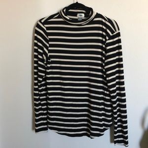 Striped mock turtleneck